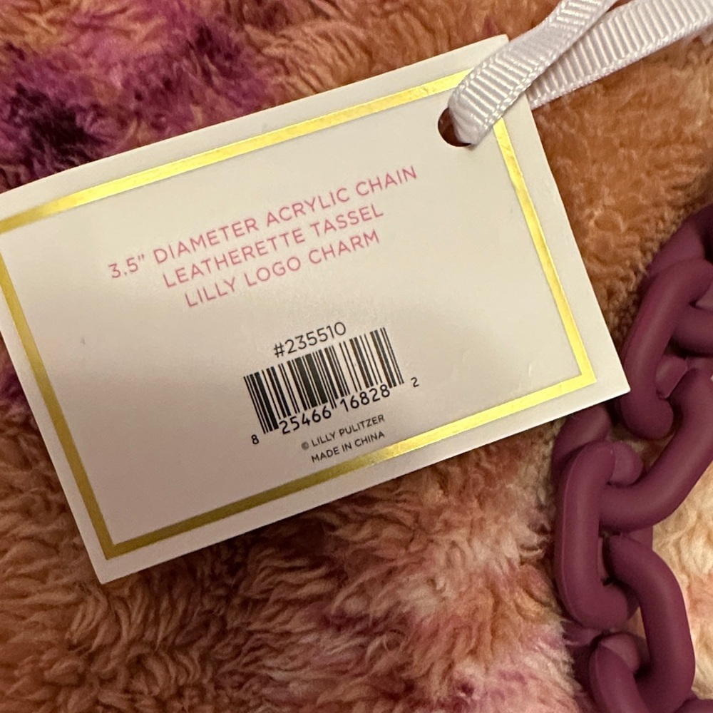 Lilly Pulitzer Pink to Berry Ombre Chain Keychain bag charm with Tassel - Picture 3 of 4